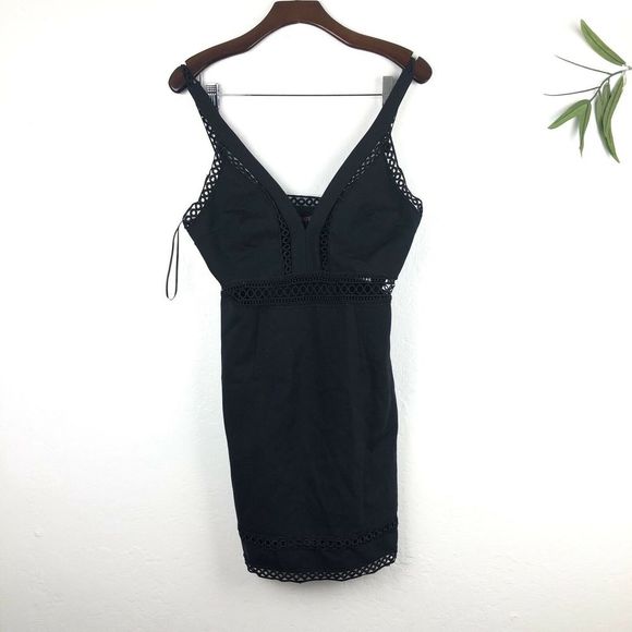 FREE PEOPLE Eyelet Sleeveless Mini Dress 8 Black - Picture 2 of 8